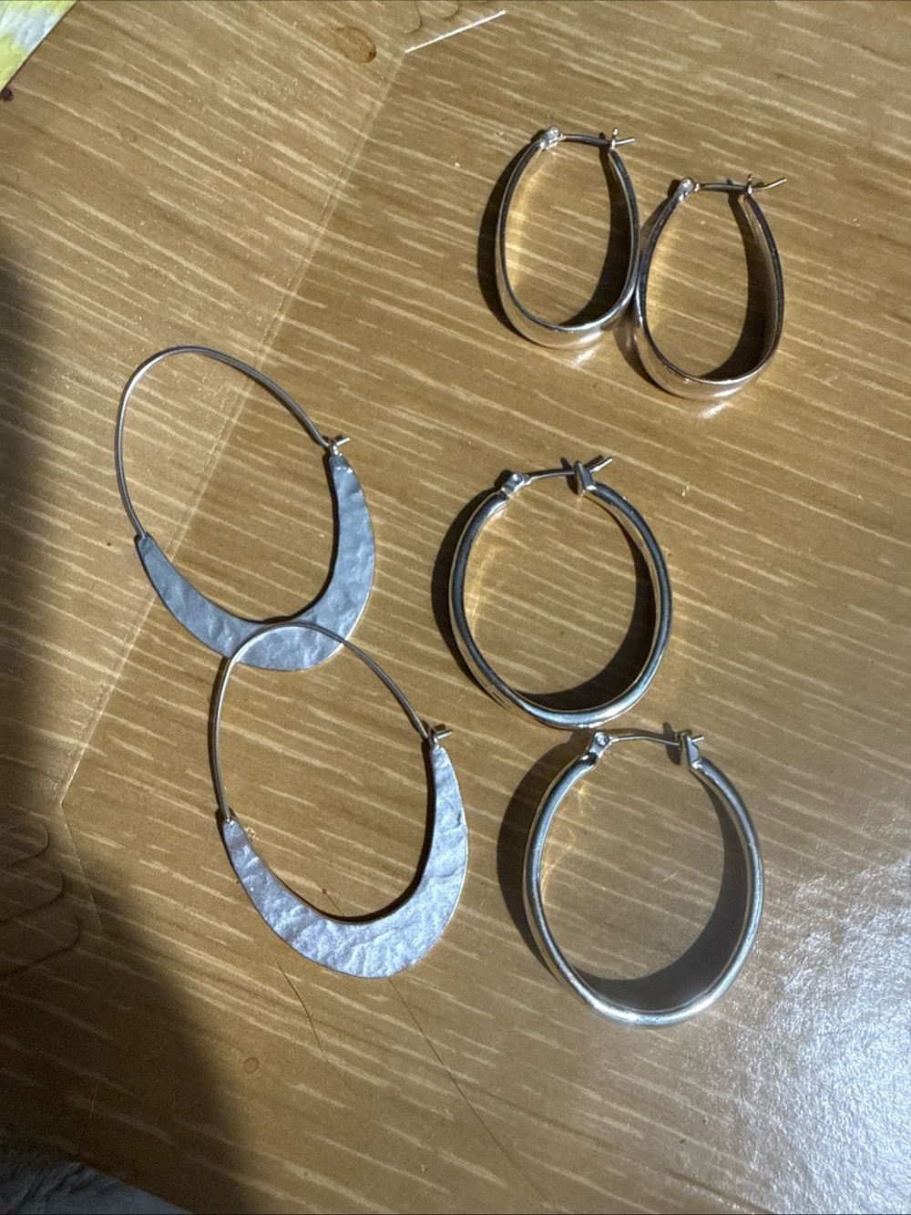 2 Pair Oval  Silver Finish Hoop Earrings And 1 Pair RLM SOHO Hoop Earrings